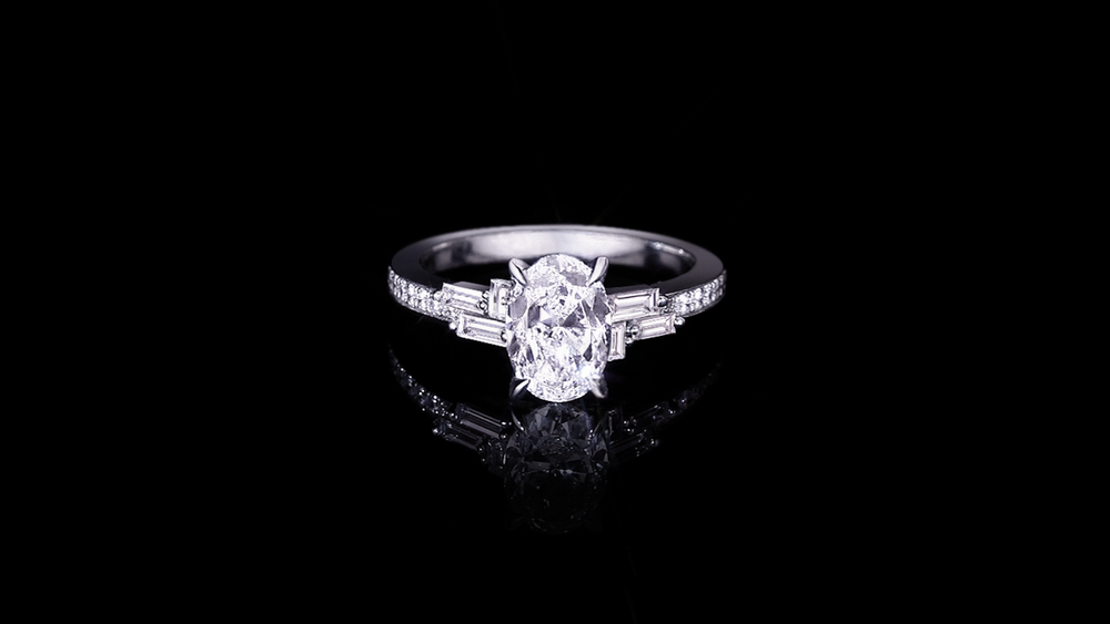 Cubism Upswept 1.50ct Oval diamond engagement ring in 18ct white gold by Stefano Canturi