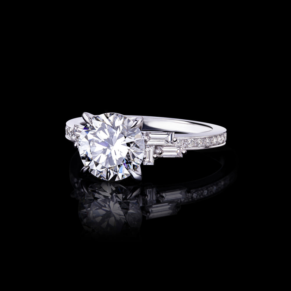 Cubism Upswept 1.83ct Round diamond engagement ring in 18ct white gold by Stefano Canturi