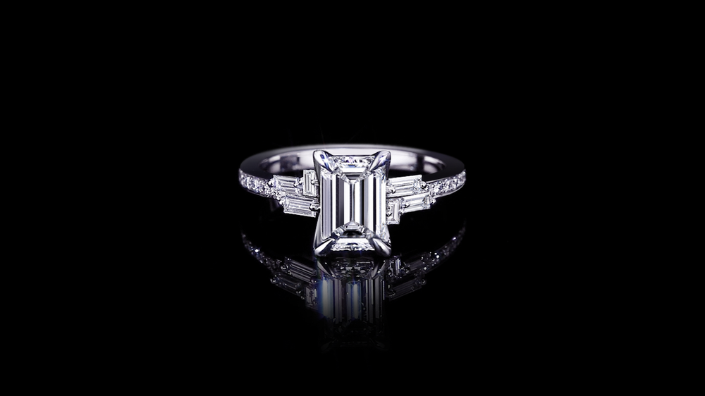 Cubism Upswept 1.51ct Emerald diamond engagement ring in 18ct white gold by Stefano Canturi