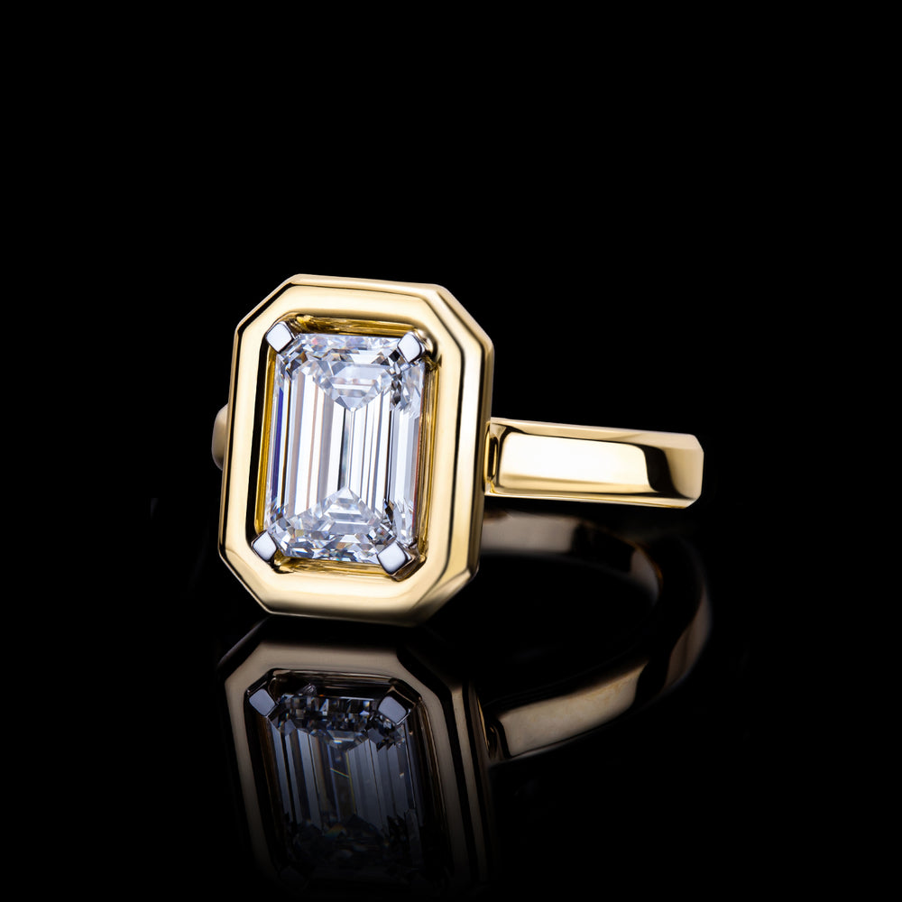 Athena 18ct yellow gold 2.01ct Emerald cut diamond ring by Stefano Canturi