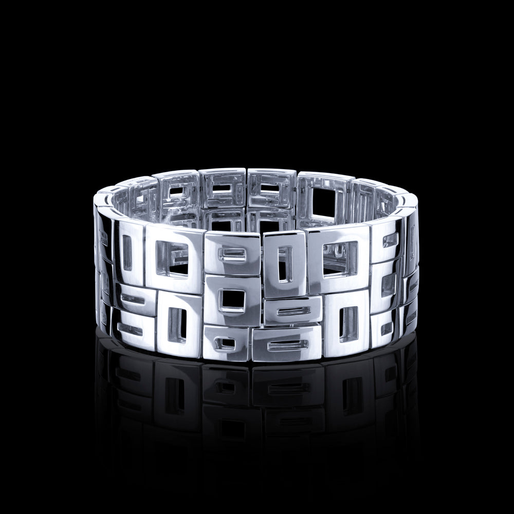 Geometric Plain Cuff in 18ct White Gold by Stefano Canturi