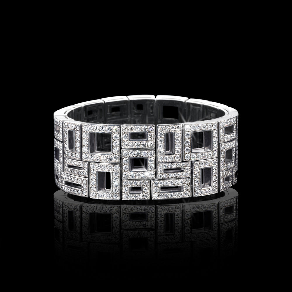 Geometric diamond bracelet in 18ct white gold by Stefano Canturi