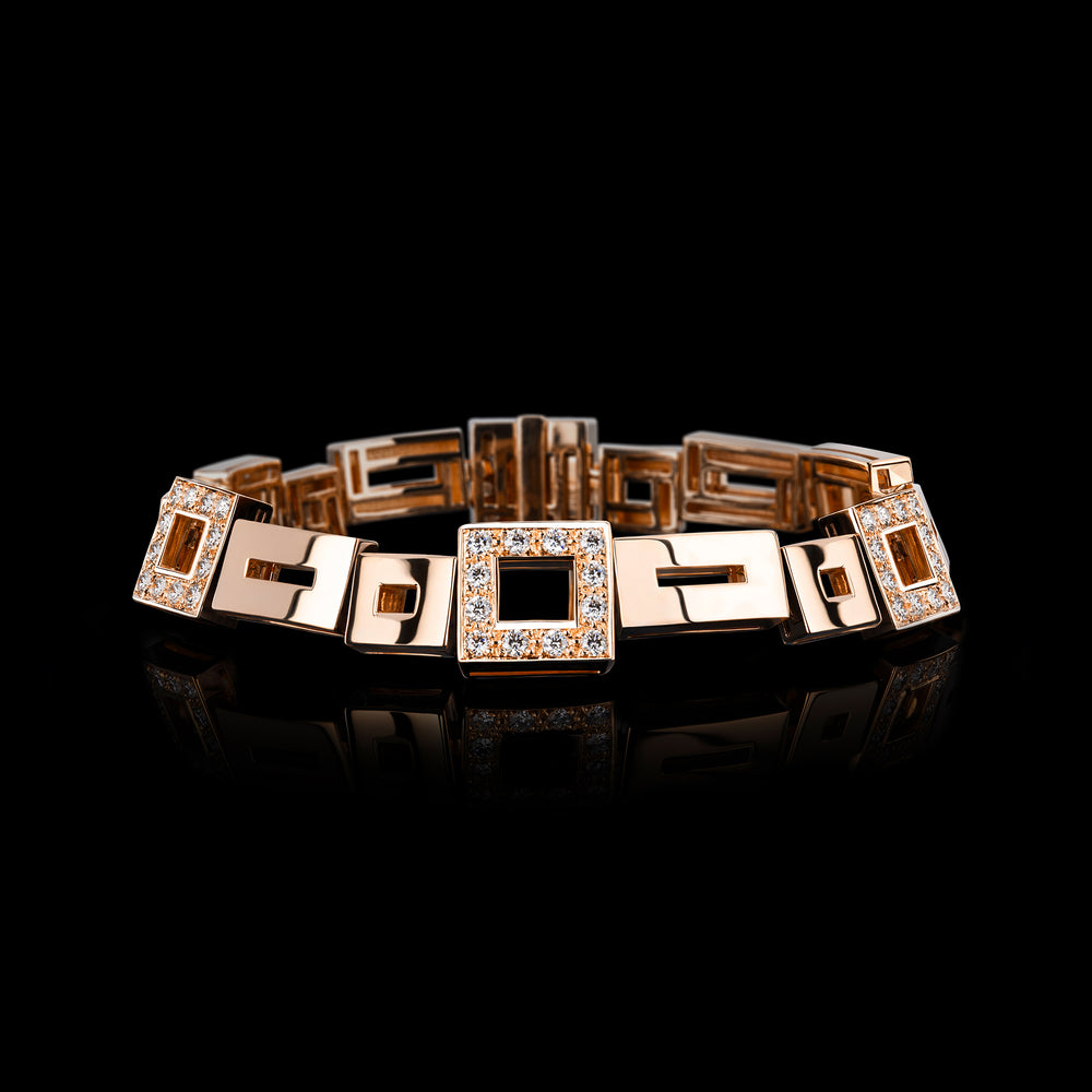 Geometric alternate set diamond bracelet in 18ct rose gold by Stefano Canturi