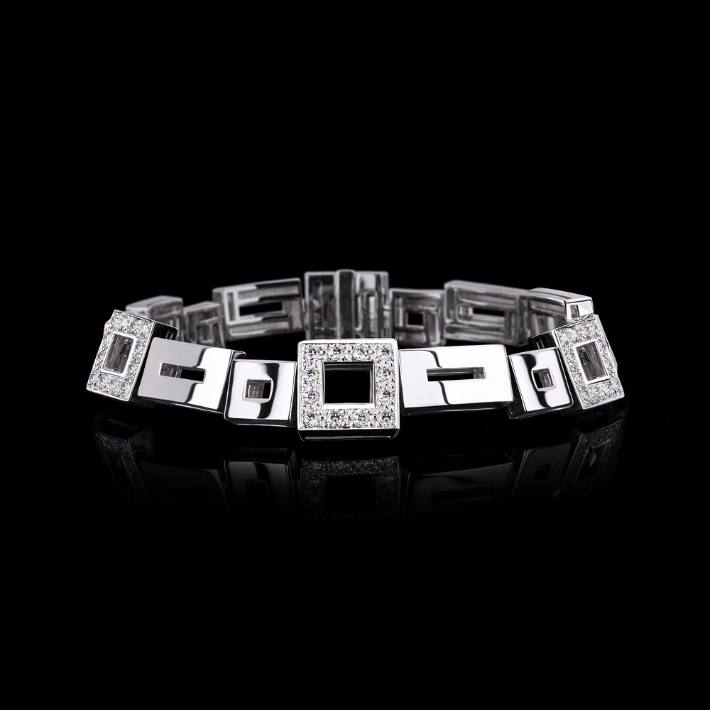 Geometric alternate set diamond bracelet in 18ct white gold by Stefano Canturi