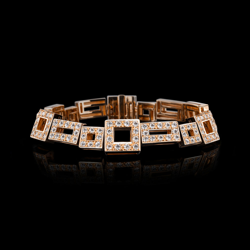 Geometric full diamond set bracelet in 18ct rose gold by Stefano Canturi