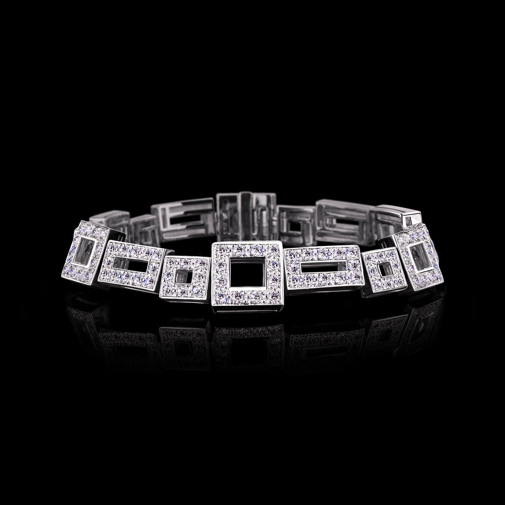 Geometric full diamond set bracelet in 18ct white gold by Stefano Canturi
