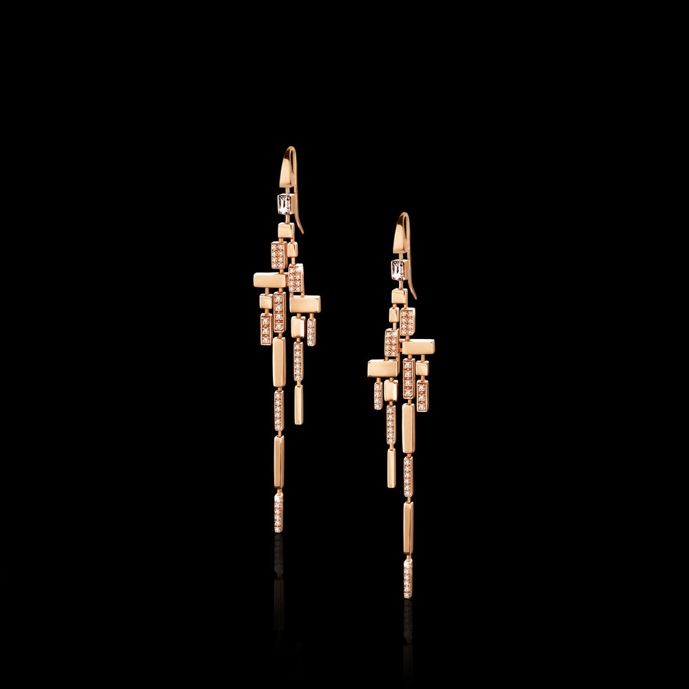 Cubism Pavé 18 Drop Diamond Earrings