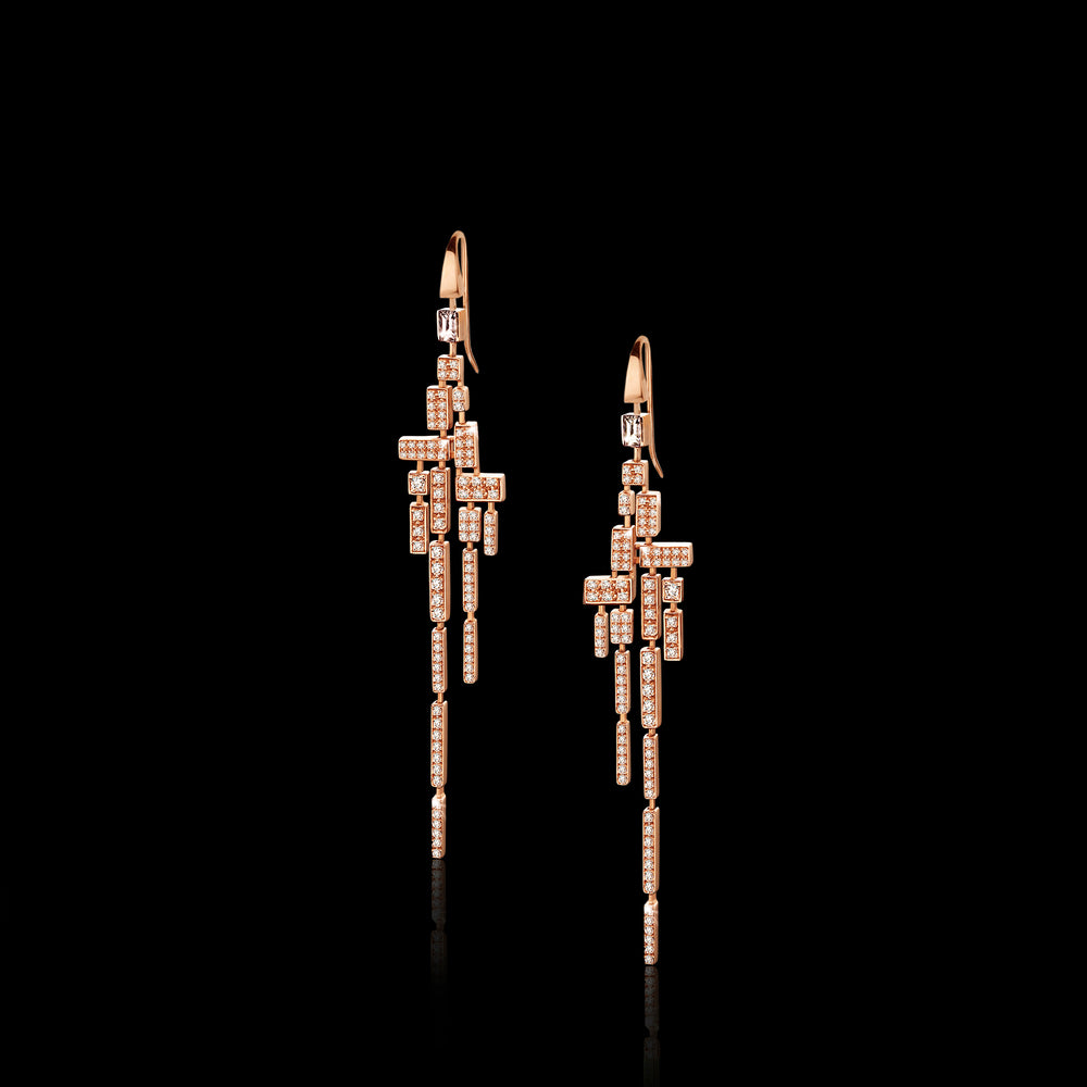 Cubism Pavé 18 Drop Diamond Earrings