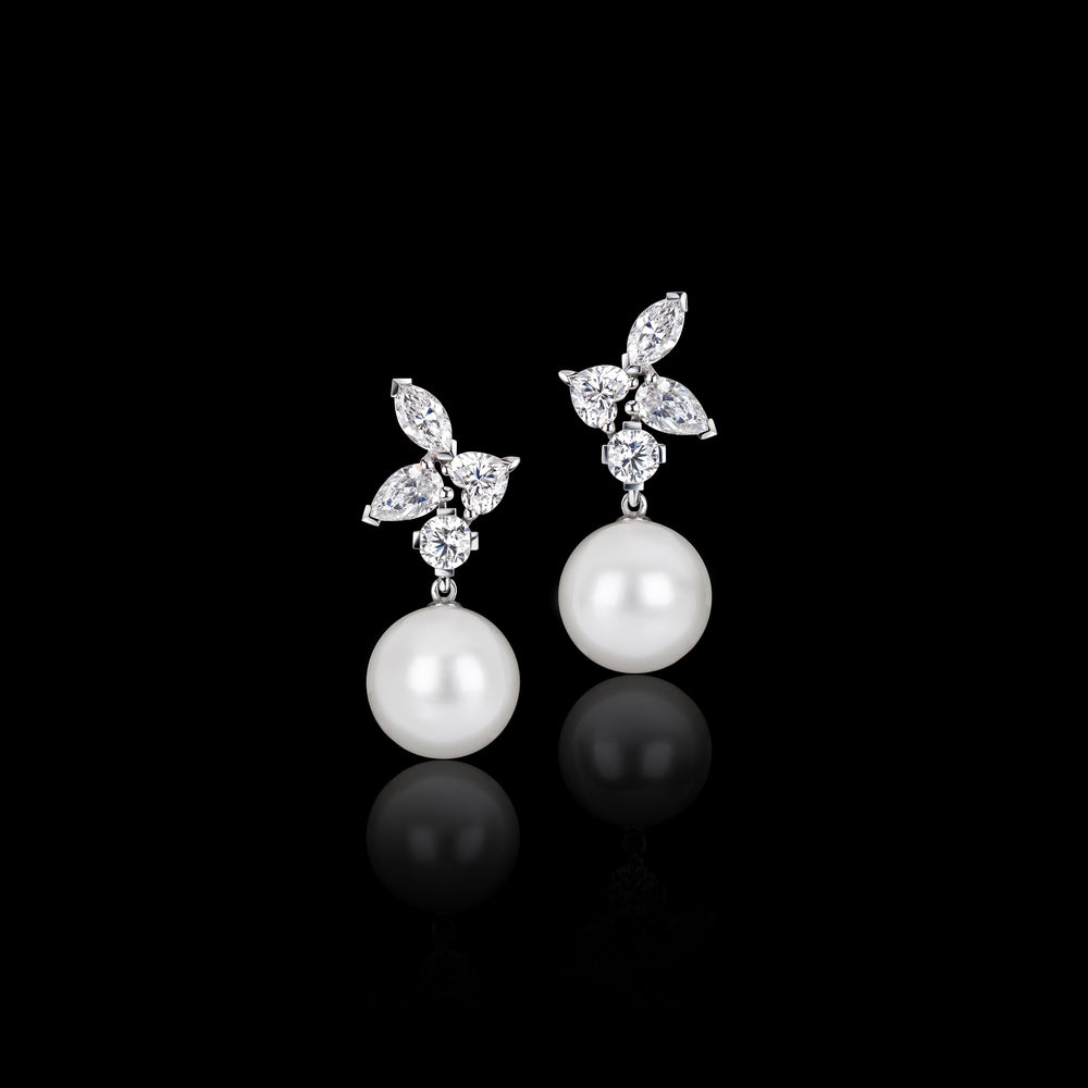 Primavera Australian South Sea pearl and diamond earrings in white gold by Stefano Canturi