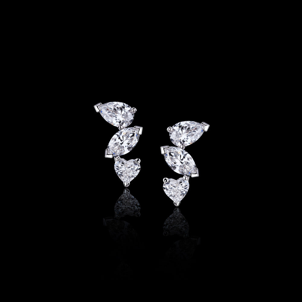 Primavera pear, heart and marquise natural diamond earrings set in 18ct white gold by Stefano Canturi