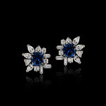 Di Lusso 4.98ct cushion cut ceylon blue sapphires and diamonds earrings set in white gold by Stefano Canturi