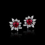 Di Lusso 4.89ct cushion cut Burmese ruby and diamonds earrings set in white gold by Stefano Canturi