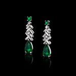 Cubism Abstract diamonds and Zambian green emeralds set in white gold drop earrings by Stefano Canturi - 537613