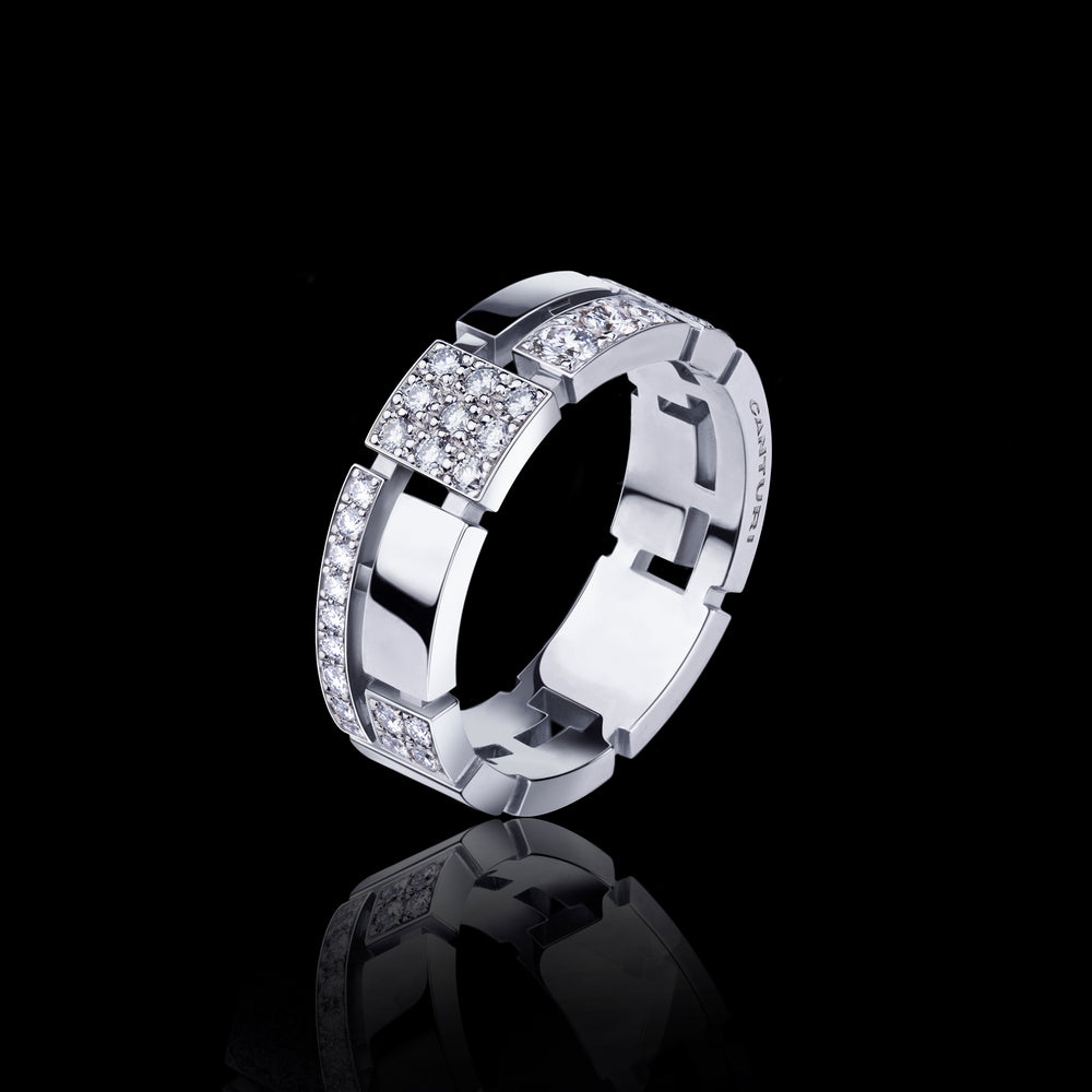 Cubism Pavé 7mm alternate diamond ring set in 18ct white gold by Stefano Canturi
