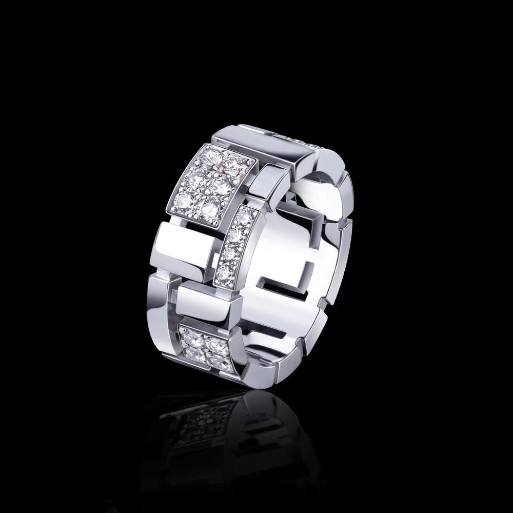 Cubism Pavé 9mm diamond ring set in 18ct white gold by Stefano Canturi