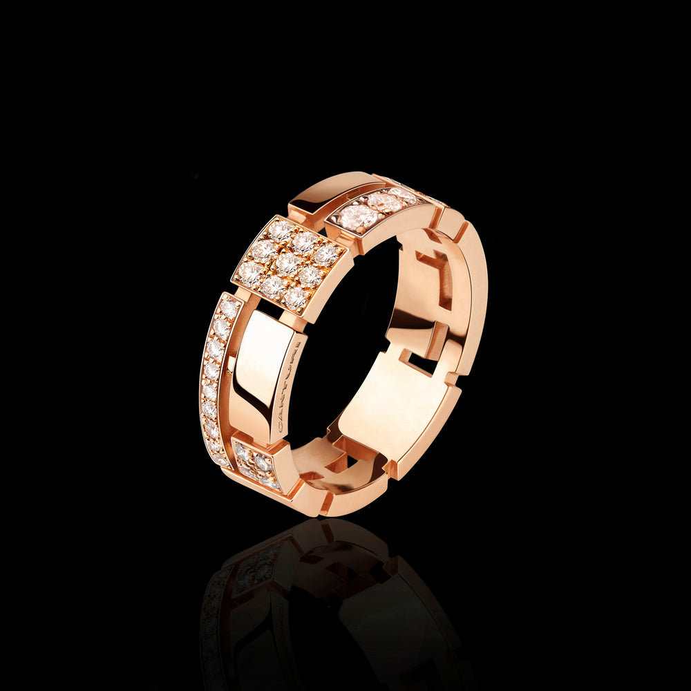 Cubism Pavé 7mm alternate diamond ring set in 18ct rose gold by Stefano Canturi