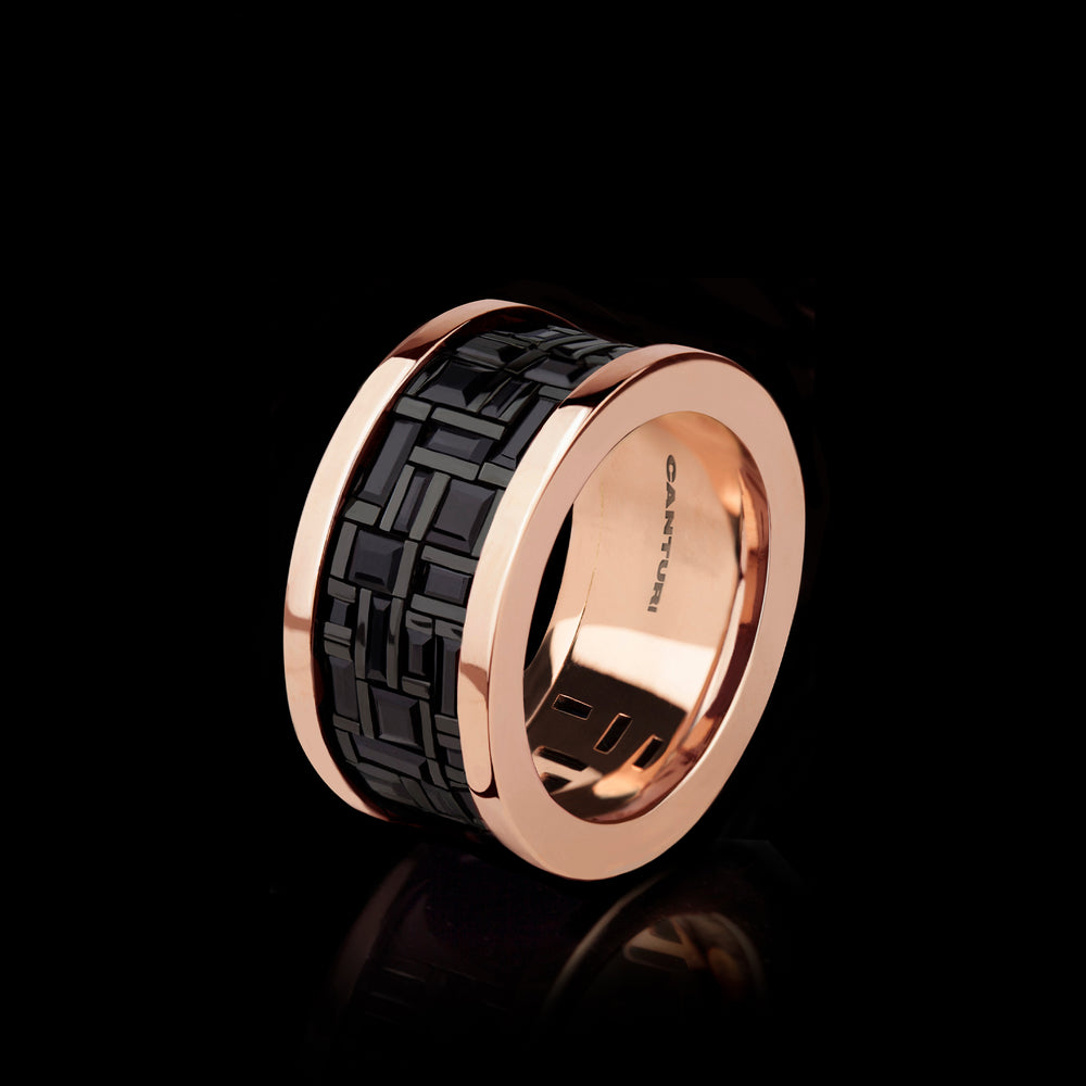 Cubism wide Australian black sapphire ring in 18ct pink gold by Stefano Canturi