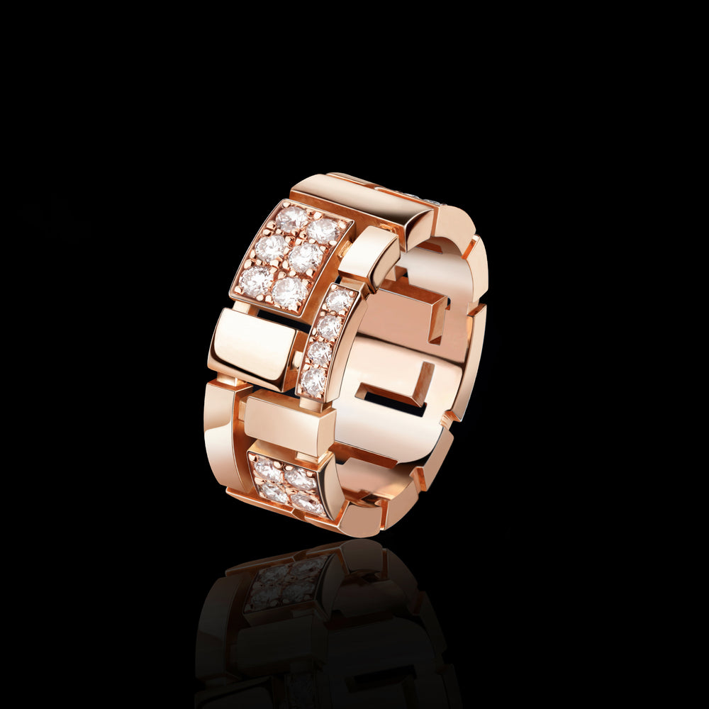 Cubism Pavé 9mm diamond ring set in 18ct rose gold by Stefano Canturi