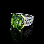 Abstract cushion cut peridot and diamonds ring by Stefano Canturi
