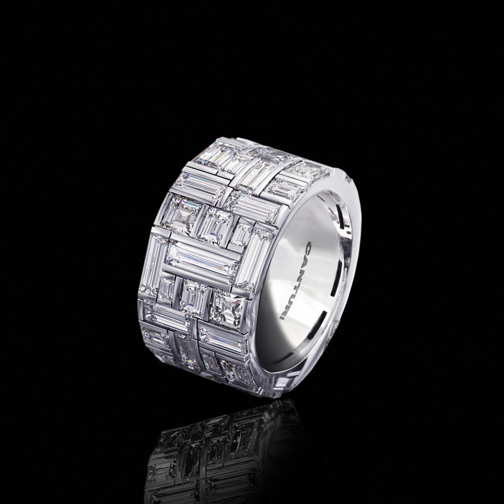 Cubism Extra Wide Diamond Ring set in 18ct White Gold by Stefano Canturi