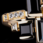 Cubism Australian black sapphire and diamond ing set in yellow gold by Stefano Canturi