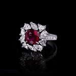 Primavera diamond halo ring with 2.52ct cushion cut Burmese Ruby set in 18ct white gold by Stefano Canturi