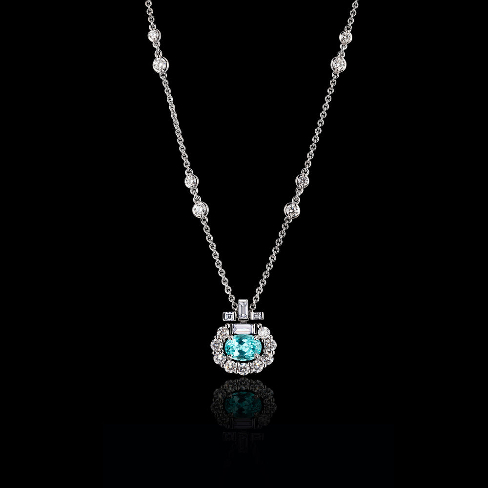Renaissance 1.54ct Paraiba tourmaline diamond pendant set in white gold by Stefano Canturi - 537650