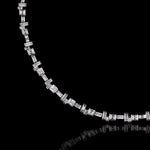 Cubism Radiant diamond Line necklace set in 18ct white gold with Ceylon blue sapphire in the clasp by Stefano Canturi.