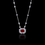 Primavera 5.76ct cushion cut Burmese ruby and diamonds necklace set in white gold by Stefano Canturi