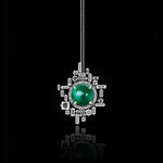 Stella diamond and Zambian green emerald necklace set in 18ct white gold