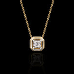 Athena halo pendant with square emerald natural diamond set in 18ct yellow gold by Stefano Canturi