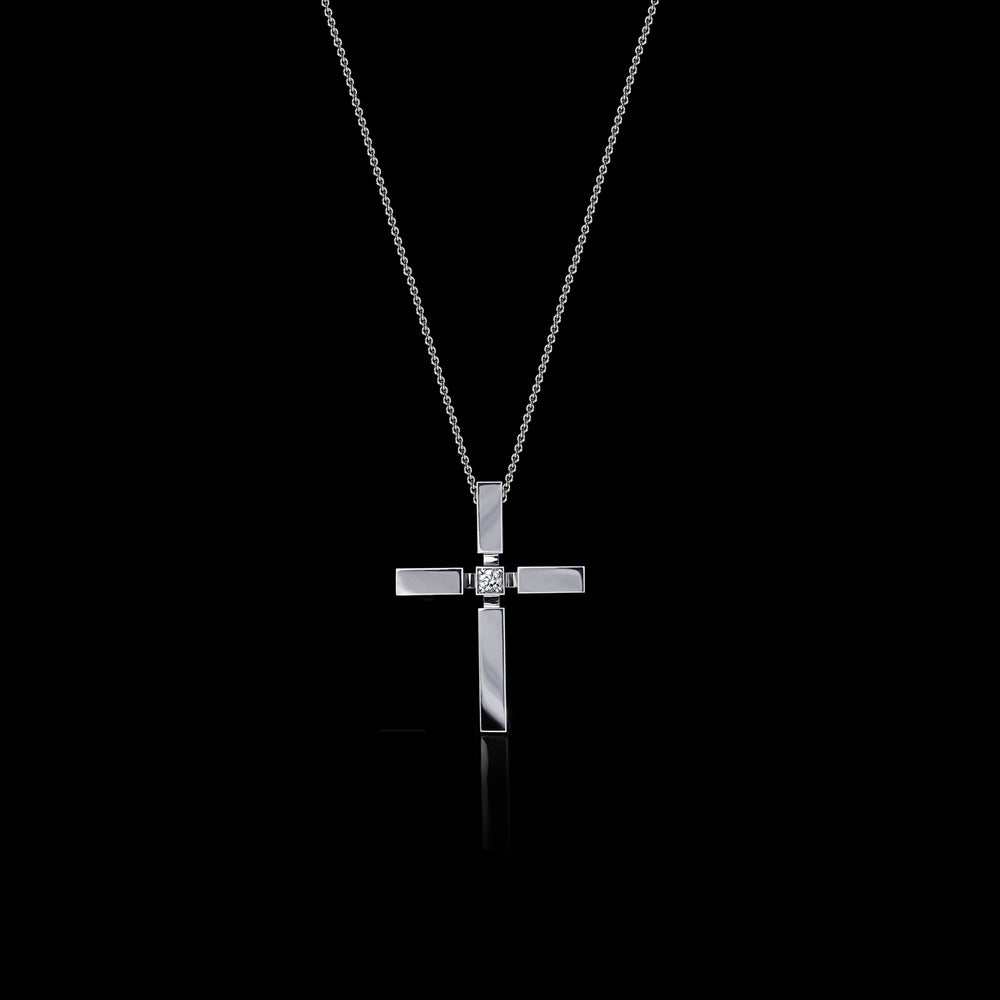 Regina medium size cross with single set diamond by Stefano Canturi