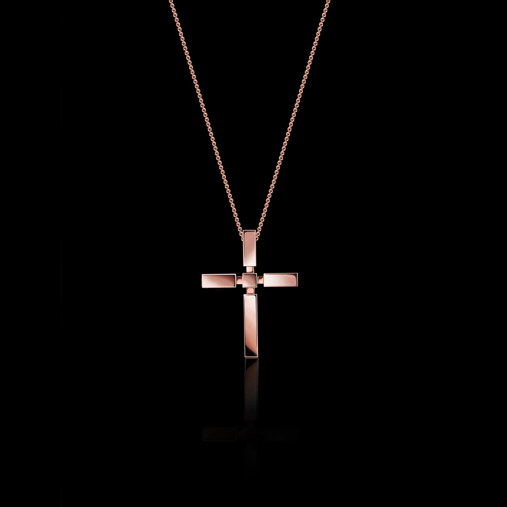 Canturi Regina plain cross necklace in 18ct rose gold by Stefano Canturi