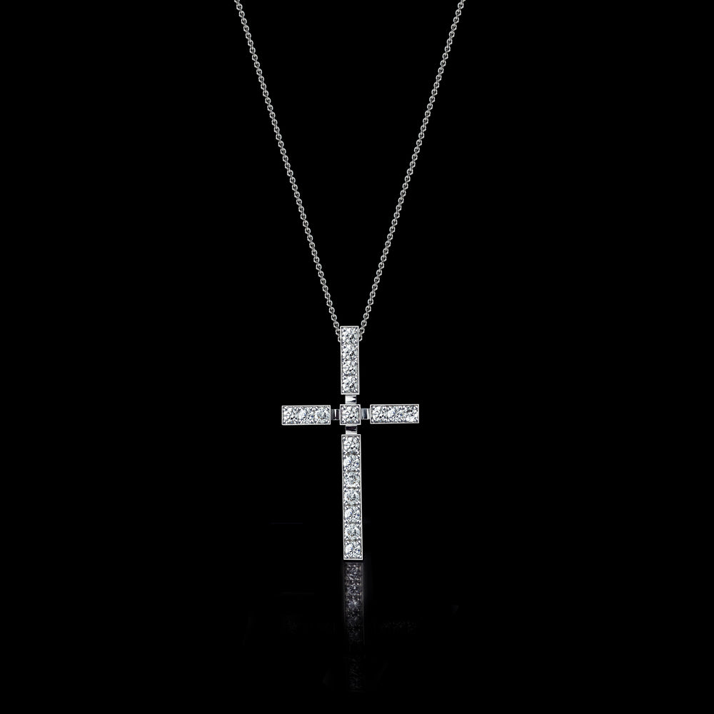 Regina large diamond cross set in 18c white gold by Stefano Canturi