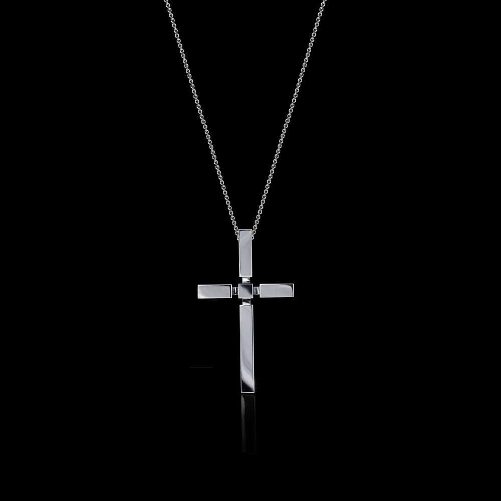 Regina plain large cross set in 18ct white gold by Stefano Canturi