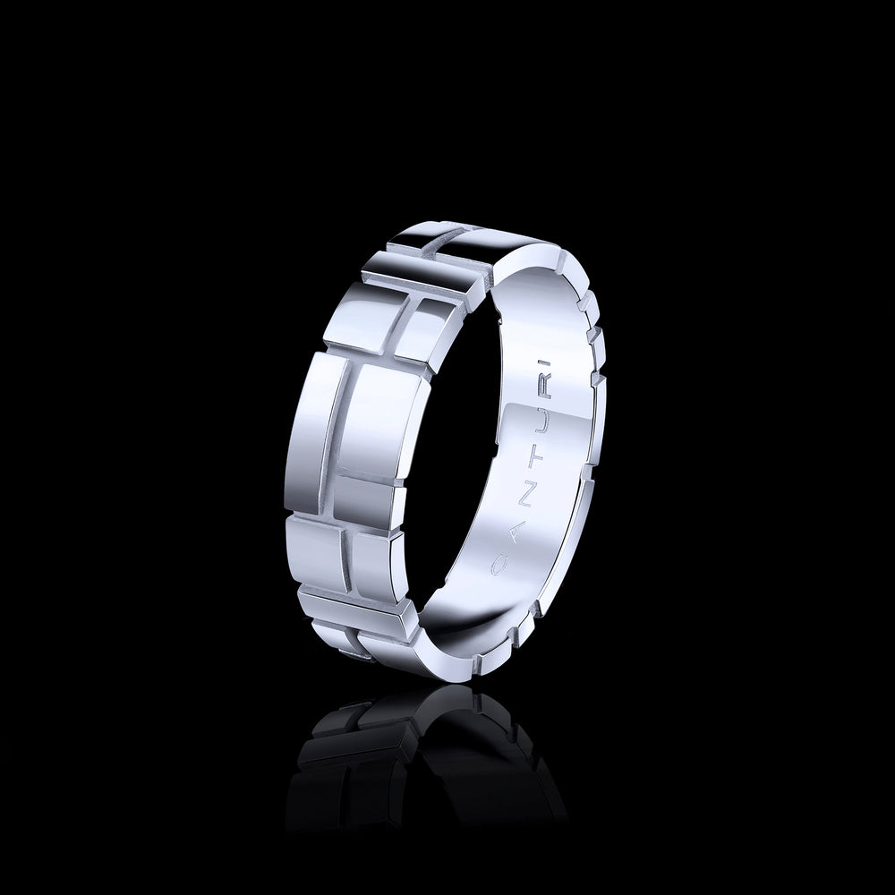 Canturi Embossed 5.5mm ring set in 18ct white gold by Stefano Canturi