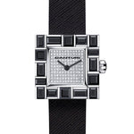 Canturi Cubism Watch with Australian black sapphire Bezel and Diamond Dial with Italian Leather Strap in white gold