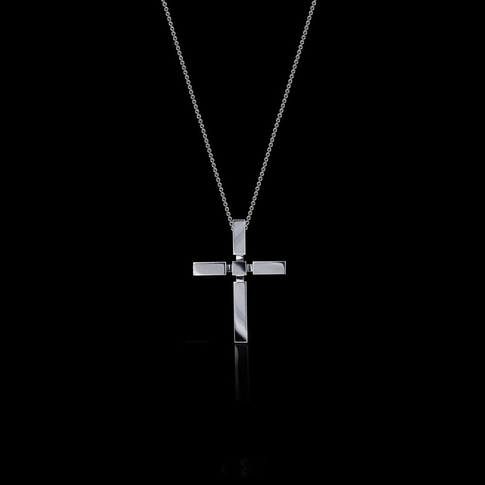 Canturi Regina plain cross necklace in 18ct white gold by Stefano Canturi