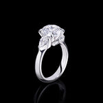 Trilogy 3.70ct round diamond engagement ring with pear shape diamonds set in 18ct white gold by Stefano Canturi
