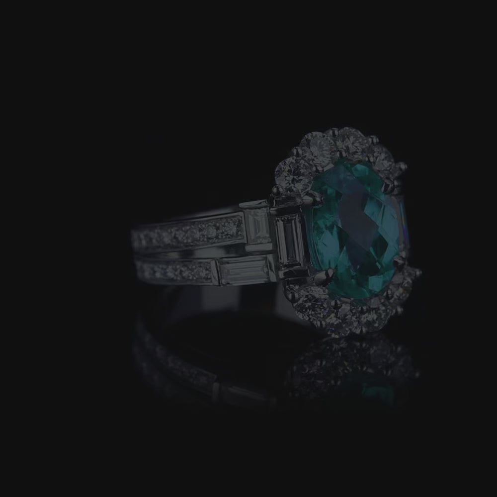 Cubism Renaissance 2.62ct oval paraiba tourmaline gemstone ring set in 18ct white gold by Stefano Canturi