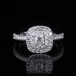 Renaissance 0.35ct Cushion Diamond Engagement Ring set in a Double Halo in 18ct white gold by Stefano Canturi