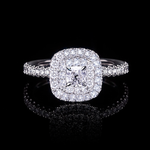 Renaissance 0.35ct Cushion Diamond Engagement Ring set in a Double Halo in 18ct white gold by Stefano Canturi