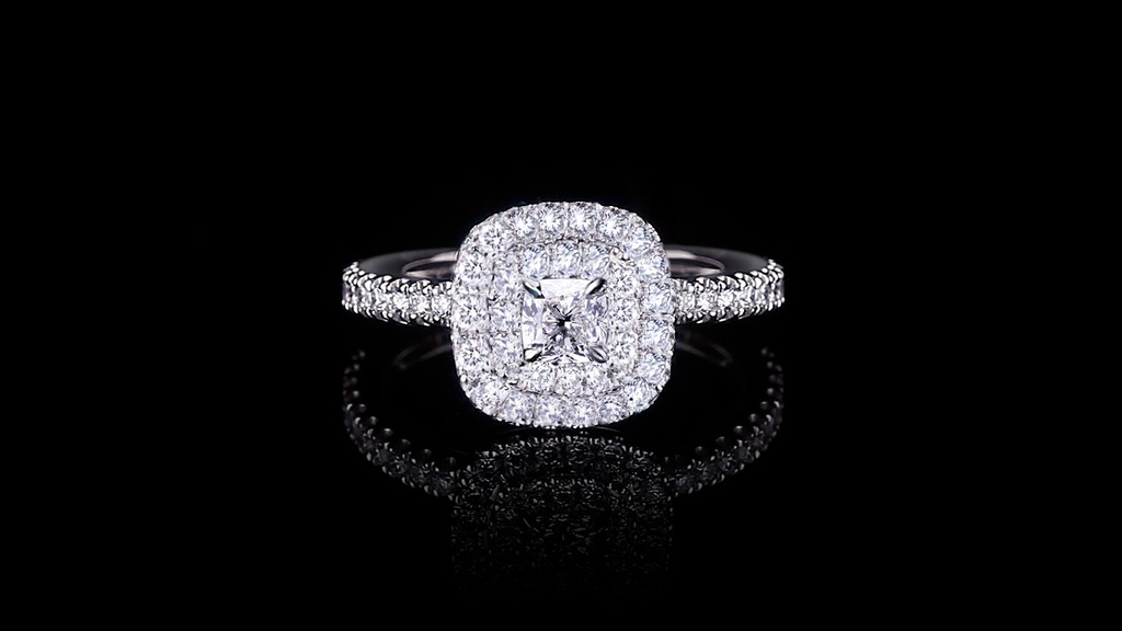 Renaissance 0.35ct Cushion Diamond Engagement Ring set in a Double Halo in 18ct white gold by Stefano Canturi