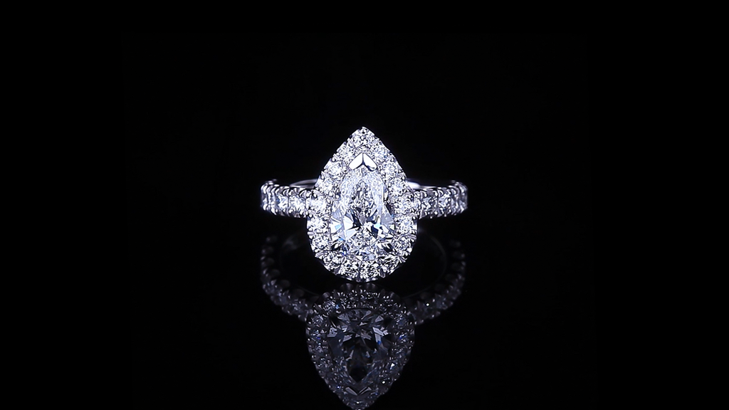 Renaissance 1.22ct Pear Diamond Engagement Ring set in a Single Halo in 18ct white gold by Stefano Canturi