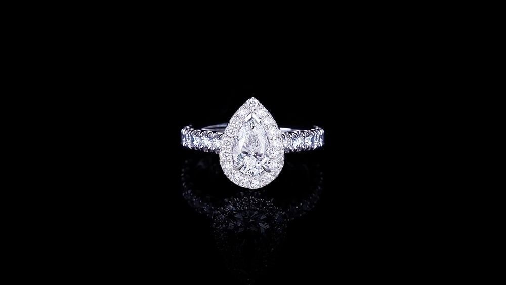 Renaissance 1.22ct Pear Diamond Engagement Ring set in a Single Halo in 18ct white gold by Stefano Canturi