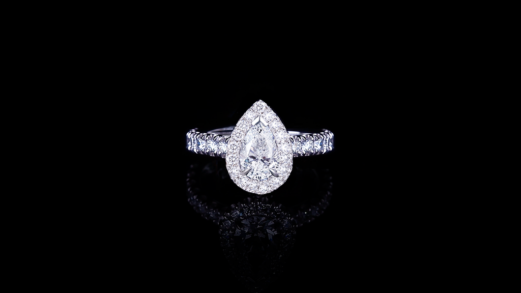 Renaissance 1.22ct Pear Diamond Engagement Ring set in a Single Halo in 18ct white gold by Stefano Canturi