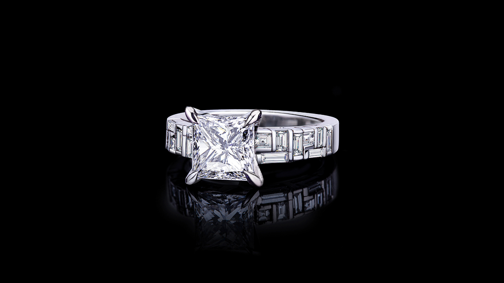 Cubism 2.07ct Princess Cut Diamond Engagement Ring in 18ct white gold