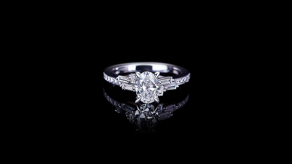 Cubism Upswept 1.00ct Oval Diamond Engagement Ring in 18ct white gold by Stefano Canturi. Available in Sydney, Melbourne &amp; Brisbane.