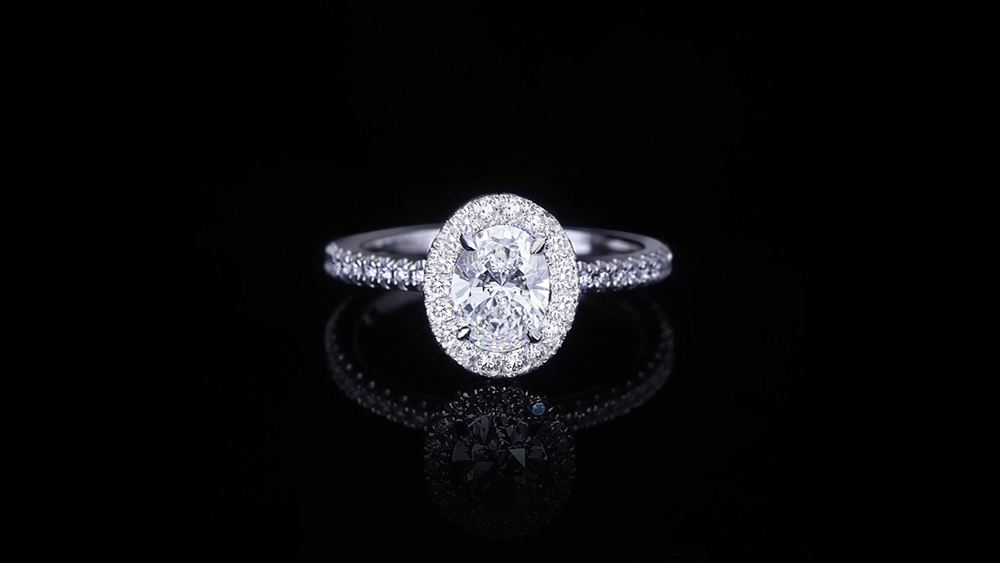 Renaissance single halo 1.00ct Oval Diamond Engagement Ring in 18ct white gold by Stefano Canturi