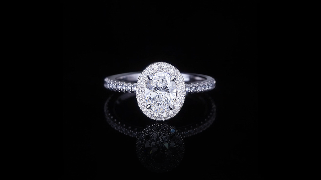 Renaissance single halo 1.00ct Oval Diamond Engagement Ring in 18ct white gold by Stefano Canturi